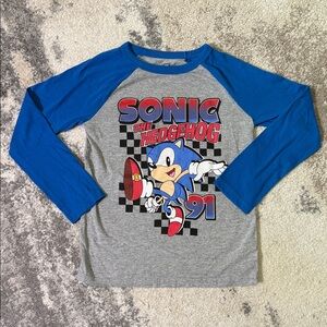 Sonic the Hedgehog Boys Blue and Gray Long Sleeve Shirt